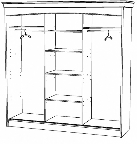 Minet schuifdeur kast gladys, 3 deuren met spiegel,stijl louis philippe,frans kersen gelakt,theo bot ,zwaag,slaapkamer,kastindeling,planken,leg en hang